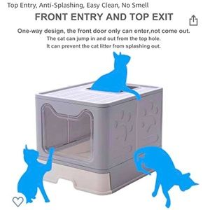 Cat litter box less mess Front Entry Top Exit, like new